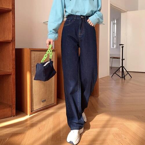 2020 High Waist Loose Comfortable Jeans For Women Plus Size Fashionable Casual Straight Pants Mom Jeans Washed Boyfriend Jeans