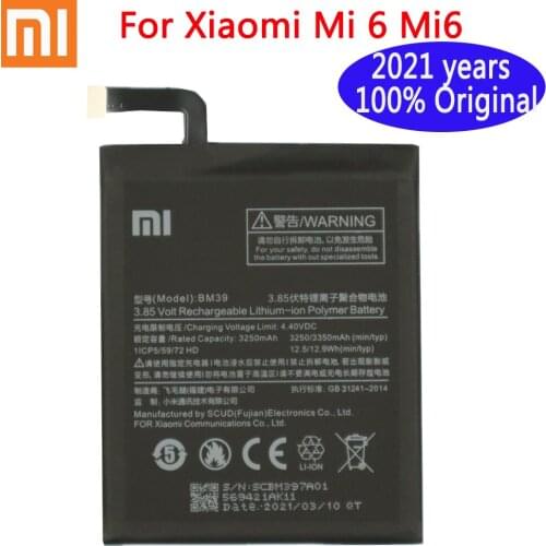 2021 YEARS 3250mAh New 100% Xiao Mi Original Phone Battery BM39 For Xiaomi Mi 6 Mi6 High Capacity Replacement Battery