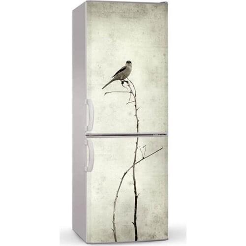 3D Retro Abstract Bird On Tree SelfAdhesive Dishwasher Refrigerator Freeze Sticker Kids Art Fridge Door Cover Wallpaper