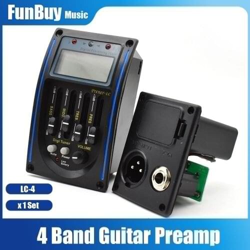 4 Band Acoustic Classical Guitar EQ Equalizer Folk Guitar Preamp Piezo Pickup LCD Tuner LC-4 Drop Shipping