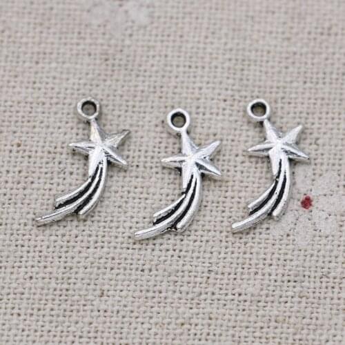 50pcs Antique Silver Plated Star Charm Pendants for Jewelry Making Bracelet DIY Accessories Craft 16x12mm