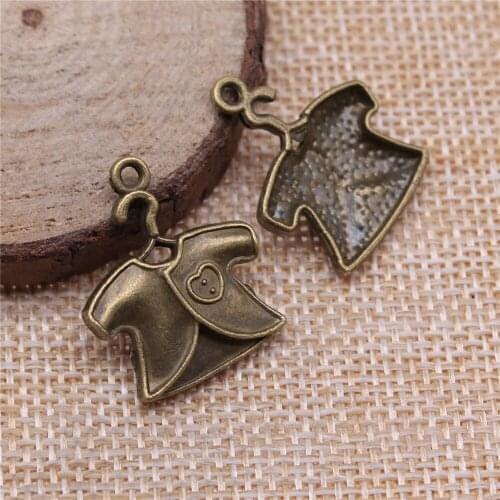 Free shipping 32pcs 20mm antique bronze coat charms diy retro jewelry fit Earring keychain hair card pendant accessories