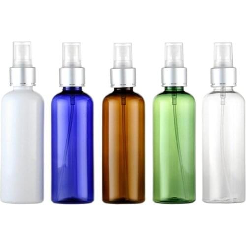 50pcs/lot 100ml round plastic spray bottle Aluminum nozzle, empty fine mist spray pump container bottles