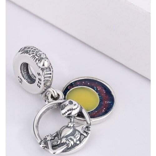 925 Sterling Silver Beads Bracelet Nightmare Before Christmas Double Dangle Charm for Women Jewelry DIY Making Fits Pandora