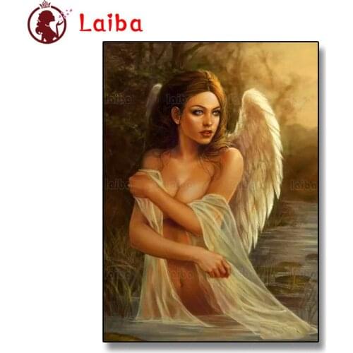 Diamond Embroidery Fantasy art, sexy angel woman Full Square round Diamond Mosaic Rhinestones Painting Cross Stitch Wall Decor