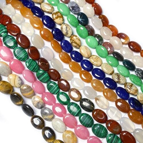 22Pcs Natural Stone Beads Egg Shaped Semi-precious Loose Beads For Jewelry Making DIY Necklace Bracelet Earrings Accessory