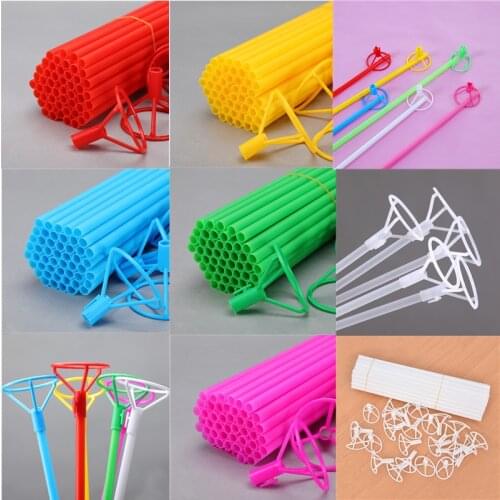 10Sets 40cm Foil Balloon Ballons Holder Sticks With Cup Clear Plastic BOBO Balloon PVC Rods Party Decoration Balloon Accessories