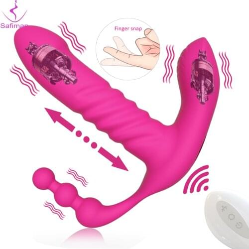 Thrusting Wearable Dildo Vibrator Sex Toys for 3 IN 1 Vibrator for Women Orgasm Masturbator Butt Plug Anal Clitoris Stimulator
