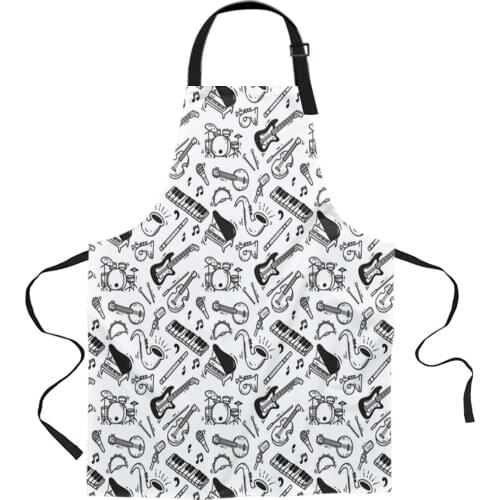 Music Guitar Piano Violin Musical Instrument Aprons for Women Men Kid Cooking Baking Apron Kitchen Utility Equipment Accessories