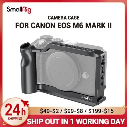 SmallRig Cage for Canon EOS M6 Mark II Feature w/ Comfortable Handle Grip 2 Cold Shoe Mount for Vlogging Accessries Attach 2515B