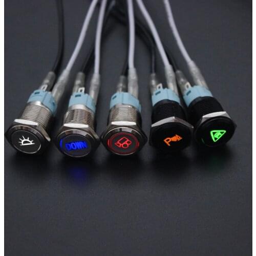 16mm Customization metal Brass rhodium plating/Alumina push button switch ring lamp flat round fans light latching/Momentary