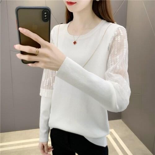 Room 194873, Row 6, No. 5, middle] real photo of spring pure lace sleeve sweater [1131] 49
