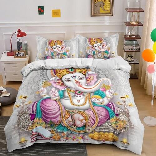 God Ganesha Bedding Set Mandala Comforter 3D Print Luxury Duvet Cover Set Home Textile Queen King Single Size Indian Symbol