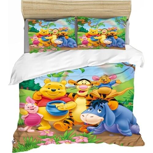 Disney Winnie Comforter Bedding Set Duvet Cover Pillowcase Set Girls Bed Set King Size Bedding Set