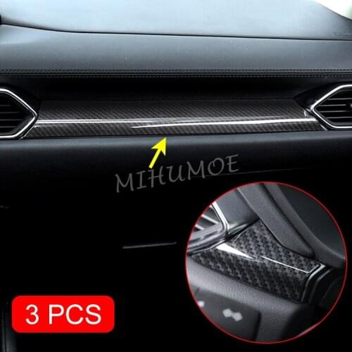 LHD Carbon Fiber Interior Dashboard Cover Strip Trim For Mazda CX-5 KF 2017 2018 2019 2020 2021