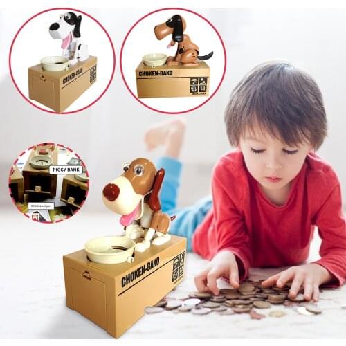 Cute Dogs Shape Piggy Bank Steals Coins Like Magic Coin Munching Toy Money Box Kids Early Educational копилка для монет Gift