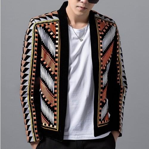 Fashion Mens Blazer Jacket Colorful Embroidery Suit Blazer Masculino Erkek Blazer Hombre Stage Party Club Designer Blazers 2018