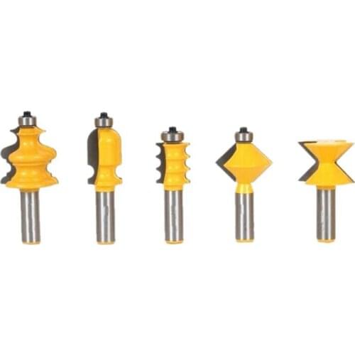 5Pcs 1/2Inch Shank Closet Door Top Router Bits Set Wood Carving Carbide Alloy Graver Convex Milling Bits