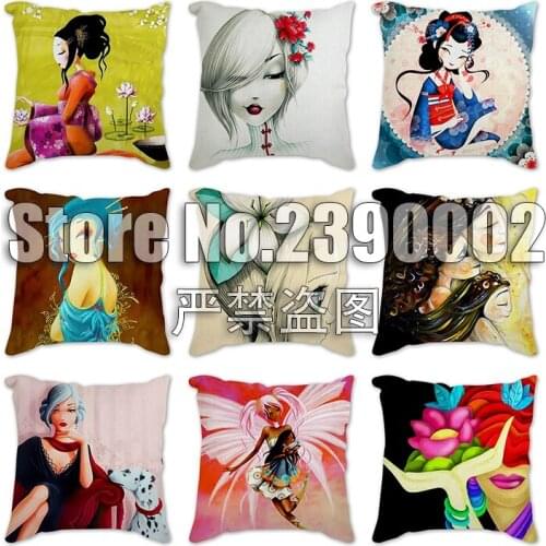 Cartoon girl Cushion Covers Polyester butterfly Pillow Cover Print Decorative Pillows For Sofa Seat Home Decoration Pillowcase