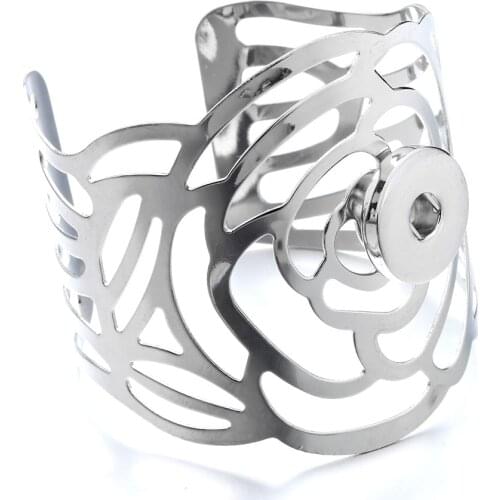 New Snap Jewelry Silver 18mm Metal Snap Button Bracelet for Women Snap Jewelry Pulseras Button Bracelet