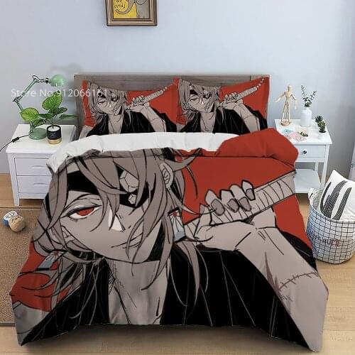 Cartoon Anime Bedding Set Orange Background Duvet Cover 2/3 Pieces Twin Single Queen Bed Quilt Cover For Home Bed Cover Set