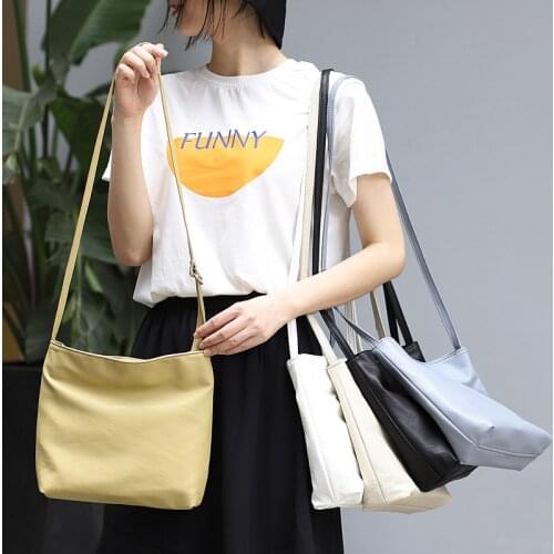 Korean Version Simple Soft Leather Messenger Bag Leisure Student Shoulder Bag Net Red Fashion Pu Solid Color Womens Bag