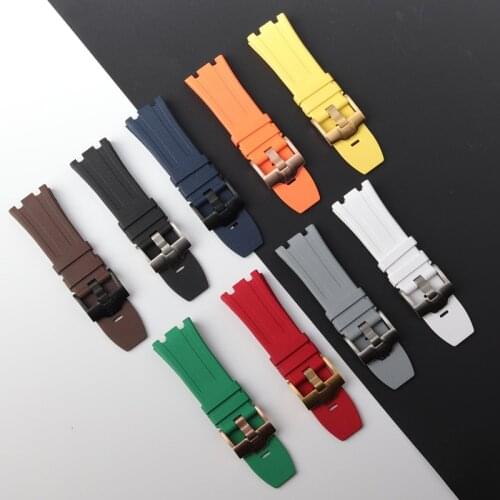 28mm Natural Fluoro Rubber for AP Strap 15703 Royal Waterproof Sports watchband watch band Watch Audemars And Piguet belt logo
