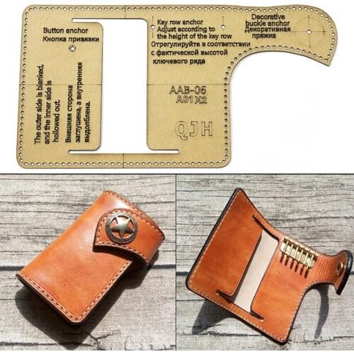 DIY Leather Key Case Kraft Paper Template ID Bank Card Bag Making Pattern Mould Leather Craft Stencil Supplies