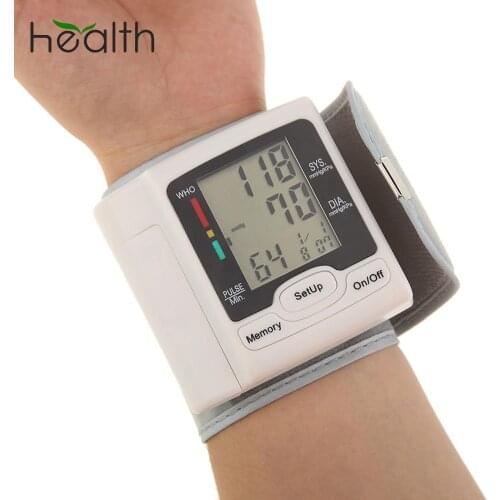 Automatic Blood Pressure Monitor Wrist Sphygmomanometer LCD Digital Display Medical Household Use for Measuring Pulse Rate