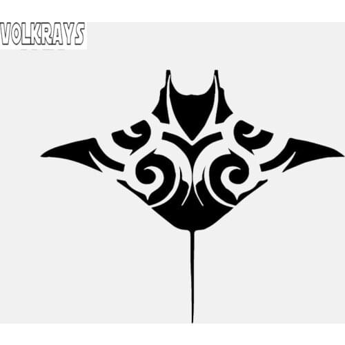 Volkrays Reflective Car Sticker Manta Ray Fish Sea Life Seashore Ocean Beach Accessories Vinyl Decal Black/Silver,11cm*14cm