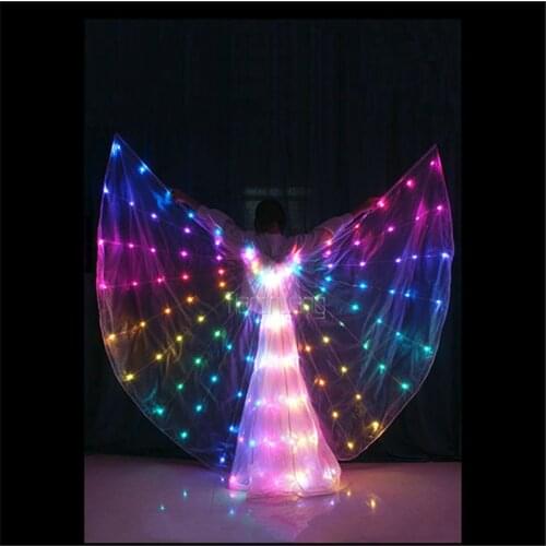 TC-160 Programmable led costumes ballroom dance RGB led wings model cloth party dancer singer stage wears luminous cloak dresses