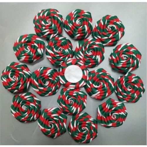 A Pack 100Pcs 4.5cm Green Rose Flowers Grosgrain Stain Ribbon Flowers DIY For Make Wedding Bouquet Flower AccessoriesViolet