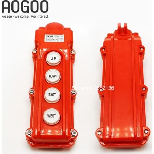 Waterproof Hoist Crane 4Ways UP/DOWN/EAST/WEST Directions Remote Control COB-62 Pushbutton Swtich Pendant Control Station
