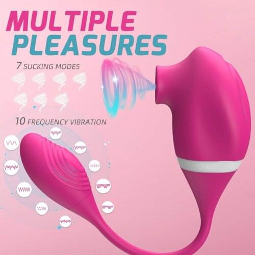 Clitoral Sucking Vibrator with Vibrating Egg, 2 in 1 G-spot & Clitoris Stimulator, Rechargeable & Waterproof Nipples Clit Sucker