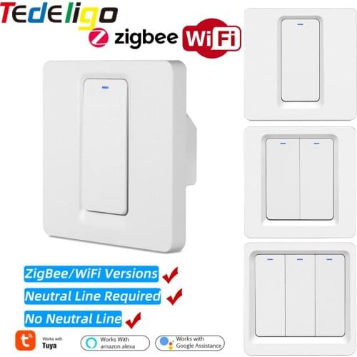 WiFi Zigbee Smart Light Switch AC 220V 10A 1/2/3 Gang Remote Control Voice Control Tuya Smart Life Work with Google Home Alexa