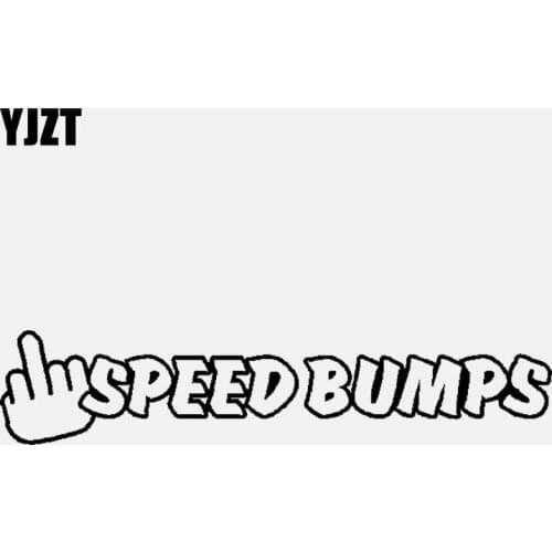 YJZT 15.8CM*3.3CM SPEED BUMPS Middle Finger Car Sticker Vinyl Decal Decor Black/Silver C3-1932