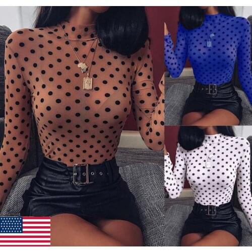 Women Sexy See-through Mesh Sheer Top Long-Sleeve Perspective T-shirt Shine Autumn Casual Basic Chiffon Shirts Slim Fit Clubwear
