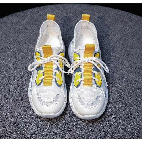 2021 Fashion Women Shoes Spring Women Color Matching Luminous Non-slip Sneakers Lace-up Comfortable Breathable Casual Shoes