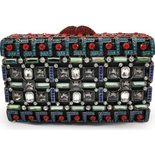 Gold/Black/Blue Color Rhinestone Clutches Bags Women Party Bags Gemstone Crystal Ladies Party Prom Chain Handbags Clutch Bags