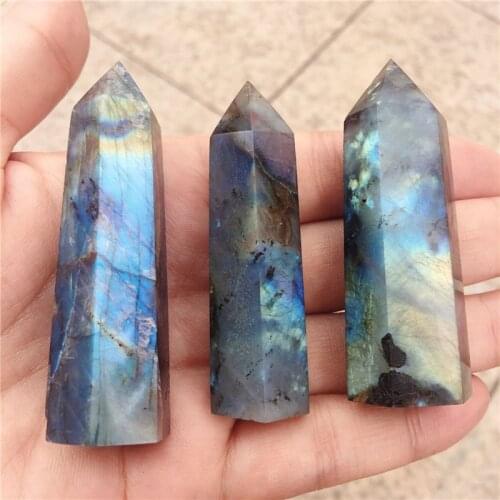 1kg Natural labradorite Crystal Quartz Column Magic Wand Obelisk Point Reiki healing stone
