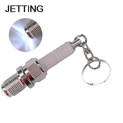 1PC Casual LED Key Chain Spark Plug Key Chain Keychain Car Parts Keyring Car Styling Accessories Decoration