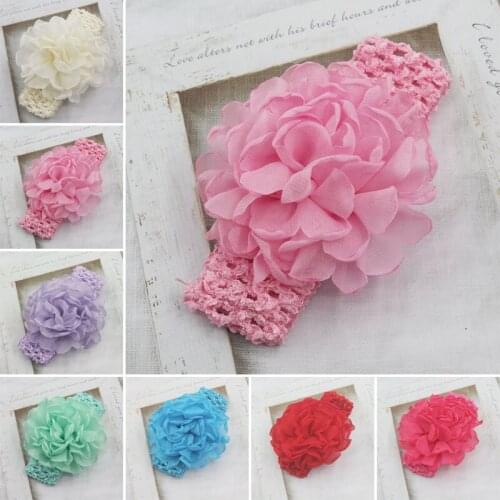1pcs Chic Newborn Toddlers Headband Burned Edges Chiffon Flowers Bebe Elastic Solid Knitted Hair Band Hair Accessories Cheveux
