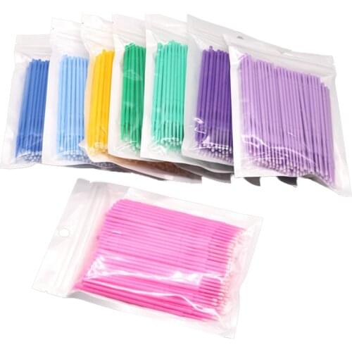 100Pcs/bag Disposable Micro Brush Individual Lash Removing Eyelashes Extension Tools Swab Micro Brush Applicator Wands Cosmetic