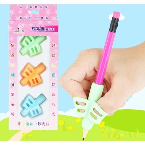 3Pcs Two Finger Silicone Grip Non-toxic Pencil Holder Children Soft Tools Writing Aid Grip Ergonomic Training Posture Correctio