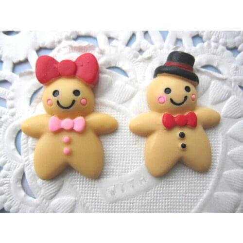 30pcs/lot DIY resin cabochons accessories flat back resin Christmas boy and girl biscuit 33*25mm
