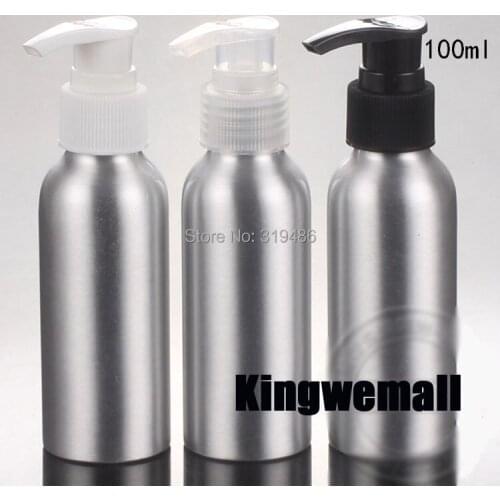300pcs/lot Cosmetic Packaging 100ml Aluminum Lotion bottle, Metal Container Press Pump, DIY Liquid Storage Tool