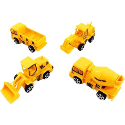 4Pcs Multiple Styles Truck Model Rotating Wheels Three-dimensional Mini Size Construction Model Classic Toy for Teenager