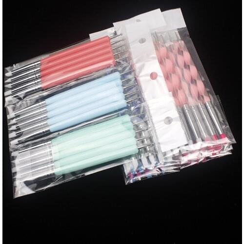 5 Pcs Dual-ended Nail Pen Acrylic Handle Silicone Drawing Painting Design Art Dotting Pen DIY Nails Brush Manicure Tool