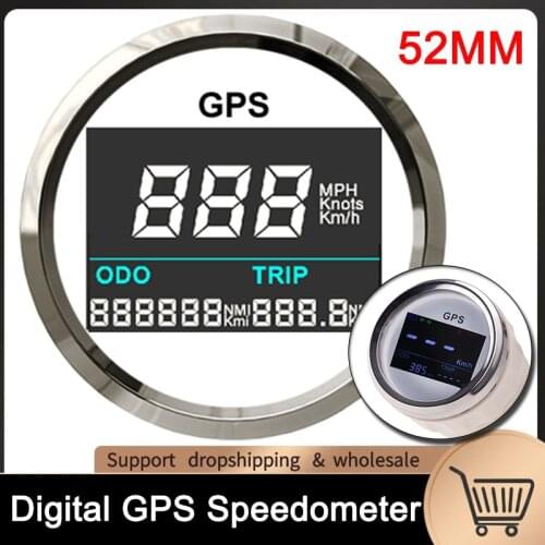 52mm Digital GPS Speedometer LCD Speed Gauge Odometer Adjustable Mileage Trip Counter For Auto Motorcycle Boat 12V 24V