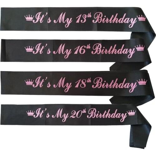 Birthday Party Sash for Girls 13th 16th 18th 20th Birthday Party Decorations Sweet 16 Its my 13th 16th 18th 20th Birthday Sash